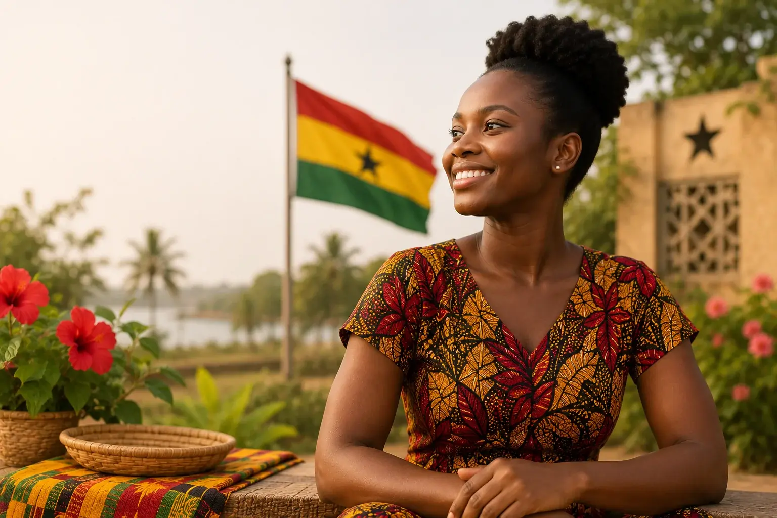 Ghanaian woman by the Ghana flag — Faytex Journal
